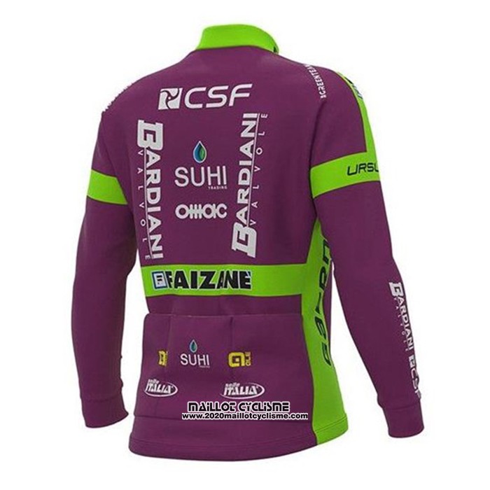 2020 Maillot Ciclismo Bardiani CSF Violet Blanc Manches Longues et Cuissard
